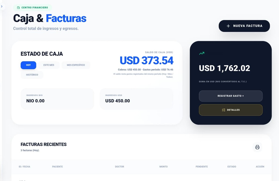Módulo financiero y facturación